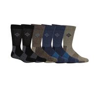 Columbia Calcetines altos con control de humedad para hombre, paquete de 6, Caqui/azul marino/marrón/negro, 6-12