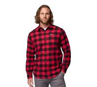 Columbia Camisa Cornell Woods de Franela de Manga Larga para Hombre, diseño de Cuadros Color Mountain Red, Talla M