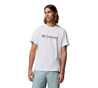 Columbia Camiseta básica con Logotipo para Hombre, Camiseta de Manga Corta, Blanco/Gema Columbia, XXL