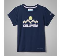Columbia Tech Trail Utility - Camiseta de Manga Corta para niñas jóvenes, Cuello Redondo, técnica de Manga Corta, Azul Marino Universitario/Arco Iris, Talla L