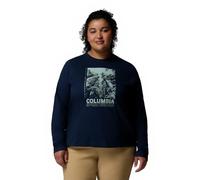 Columbia Camiseta de Manga Larga con Estampado Rolling Bend para Mujer, Color Azul Marino Universitario, Alturas increíbles, Talla XS