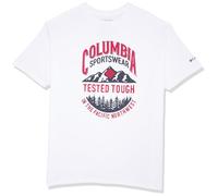 Columbia Graphic T-Shirt Camisa, Blanco/Resistente, L para Hombre