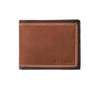 Columbia Cartera plegable para hombre, múltiples ranuras para tarjetas, ventana de identificación, Puntada de contraste marrón, Talla única, Cartera plegable para uso diario, múltiples ranuras para