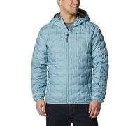 Columbia Delta Ridge Down Hooded Jacket, Chaqueta De Plumas Acolchada Con Capucha para Hombre, Stone Blue, Talla L