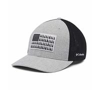 Columbia Gorra de bola con bandera de árbol de malla, color gris jaspeado y negro, grande/XL
