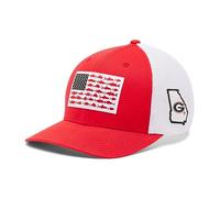 Columbia Gorra Unisex Collegiate PFG de Malla con Bandera de Peces, UGA, Rojo Brillante, Talla S/M