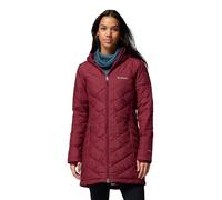 Columbia Heavenly - Chaqueta larga con capucha para mujer, chaqueta acolchada con capucha, vino rico, talla S