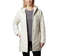 Columbia Heavenly Long Hooded Jacket, Chaqueta Acolchada Con Capucha para Mujer, Chalk, Talla XL