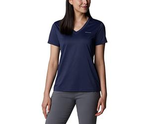 Columbia Hike Short Sleeve V Neck, T-Shirt Tecnica Manica Corta Mujer, Nocturnal,