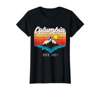 Columbia Home Town Vintage Sunset USA Vacaciones Camiseta gráfica económica, Mujer, Negro, L
