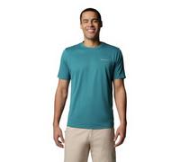 Columbia Men's Hike Crew, Technical Short Sleeve T-Shirt, River Blue Heather, M