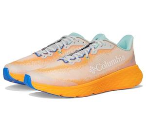 Columbia Men's Konos Featherweight Running Shoe, Mango/Stormy Blue, 10.5 | Ideal para condiciones secas, transpirable, alta tracción, ajuste amplio disponible