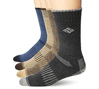Columbia Moisture Control Crew Calcetín Casual, Marrón/Azul/Gris/Caqui, 6-12 (Pack de 4) para Hombre
