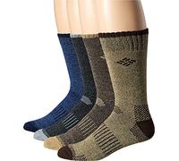 Columbia Moisture Control Crew Calcetín Casual, Marrón/Azul/Gris/Caqui, 6-12 (Pack de 4) para Hombre