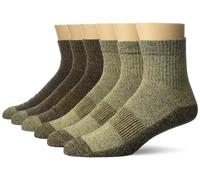 Columbia Paquete de 6 calcetines de control de humedad para hombre, Caqui/Marrón, 6-12