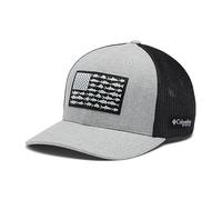 Columbia PFG Fish Flag Mesh Ball Cap Tapa, Cool Grey Heather/Grill/Bandera de Peces de EE. UU, XXL Unisex Adulto