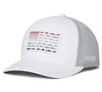 Columbia PFG Fish Flag Mesh Snap Back Tapa, Blanco/Gris frío/Bandera de Pescado, Talla única Unisex Adulto