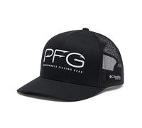 Columbia PFG Hooks Snap Back Ball Cap, Breathable, Adjustable, Black/Silver PFG, One Size