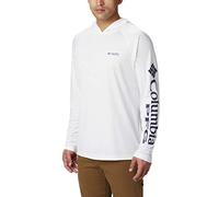 Columbia PFG Terminal Tackle - Sudadera con Capucha de Pesca de Manga Larga para Hombre, Logotipo Blanco/Nightshade, Talla M