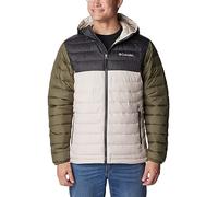 Columbia Powder Lite Hooded Jacket, Chaqueta Acolchada Con Capucha Hombre, Dark Stone/Shark/Stone Green, XS
