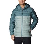 Columbia Powder Lite Hooded Jacket, Chaqueta Acolchada Con Capucha Hombre, Niagara/Metal, M