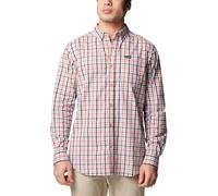 Columbia Rapid Rivers II - Camiseta de Manga Larga con Botones para Hombre, Opaca, Sail Red Everyday Gingham, L