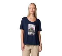 Columbia Ruby Springs Graphic - Camiseta de Manga Corta con Cuello Redondo para Mujer, Collegiate Navy/Wanderlust Floral, XXL