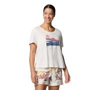 Columbia Ruby Springs Graphic - Camiseta de Manga Corta para Mujer, Cuello Redondo, Manga Corta, diseño de Ruby Springs, Sal Marina/Niebla Hillscape, XL