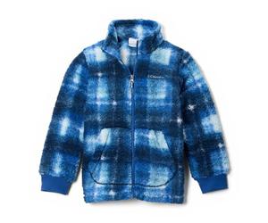 Columbia Rugged Ridge 2 - Chaqueta Sherpa estampada con cremallera completa, forro polar Sherpa con cremallera completa, color azul montaña Omblur, XL