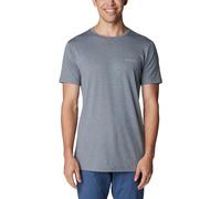 Columbia Tech Trail Camiseta de Manga Corta, Hombre, Ciudad Gris Heather, M