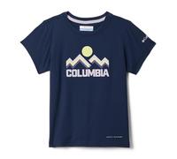 Columbia Tech Trail Utility - Camiseta de Manga Corta para niñas jóvenes, Cuello Redondo, técnica de Manga Corta, Azul Marino Universitario/Arco Iris, Talla L