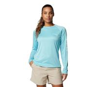 Columbia Tidal tee II Manga Larga para Mujer, Mujer, 1577661, Logotipo Azul Transparente/Blanco., XL
