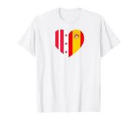 Columbia y España Banderas Unidas Corazón Camiseta gráfica económica, Hombre, Blanco, M