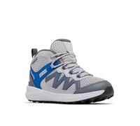 Columbia Youth Unisex Peakfreak Rush Mid Waterproof, Waterproof Mid Rise Trekking and Hiking Boots, Grey/Mountain Blue, 4