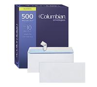 Columbian Sobres de seguridad #10, 500/caja, sin ventana, 4-1/8 x 9-1/2 pulgadas, liberación y sellado autoadhesivo, color blanco (COLO151)