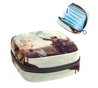Columbus Day-52 - Bolsa de almacenamiento de servilletas sanitarias, bolsa de almacenamiento para tampón con cremallera, bolsa de menstruación femenina para adolescentes y niñas
