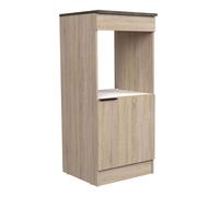 Miroytengo Columna Cocina Arko Estilo Industrial en Color Roble Áspero y Negro con 1 Puerta y 1 Hueco para el Horno 60x141x60 cm