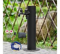 Columna de agua aislada anticongelante con doble salida y manguera de pulverización de 25 pies, solución de agua de jardín negra de 19.7 pulgadas para protección en invierno