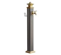 Columna de agua autónoma de jardín con doble salida anticongelante y soporte de manguera para riego/lavado, diseño cuadrado vertical (17 x 112 cm)