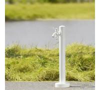 Columna de agua cuadrada vertical de acero inoxidable 304 con grifo de doble salida para riego y lavado (blanco B, corte bajo), diseño resistente a la intemperie