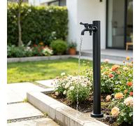 Columna de agua de acero inoxidable 304 para jardín, dispensador de agua sin escarcha, grifo para exteriores (negro A 37.4 pulgadas), ideal para jardines