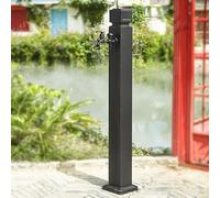 Columna de agua de acero inoxidable para exteriores con doble grifo, altura ajustable, 74-114 cm, soporte antiguo para manguera de jardín para protección contra heladas de invierno, lavado de manos e