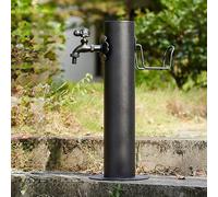 Columna de agua de acero inoxidable para exteriores con fuente de cobre, soporte vertical de manguera independiente, grifo de agua de jardín, función decorativa de jardín (negro D)