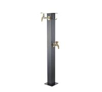 Columna de agua de acero inoxidable para exteriores con pistola pulverizadora y grifo doble, ideal para soluciones de riego y riego de jardín