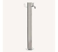 Columna de agua de estilo antiguo para exteriores, grande, de acero inoxidable, Fontaines sur Pied Angulaire, elegante decoración de jardín con diseño de almacenamiento superior, acabado plateado