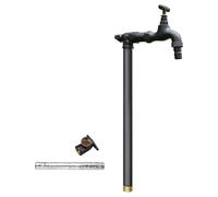 Columna de agua de jardín autónoma con grifo, estación de agua montada en el suelo, manguera anticongelante, poste de agua vertical para riego de patio (negro, 40 cm)