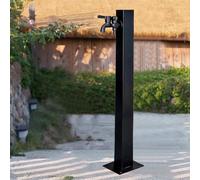 Columna de agua de jardín autónoma con grifo vertical cuadrado, grifo negro para riego y lavado, 95 cm de altura, solución de jardín duradera y elegante