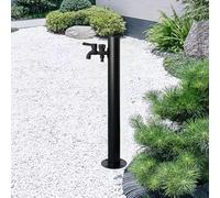 Columna de agua de jardín cilíndrica de acero inoxidable 304, grifo de agua montado en el piso sin escarcha con doble salida, para riego al aire libre y lavado de autos(Height: 60cm/23.6in)