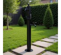 Columna de Agua de Jardín Cilíndrica de Acero Inoxidable, Columna de Agua Vertical para Jardín con Grifo de Doble Salida de Agua para escuelas, patios, jardines(Black F)