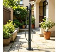 Columna de Agua de Jardín Cilíndrica de Acero Inoxidable, Grifo Anticongelante para Exteriores, grifo vertical para jardín, escuelas, patios(Black B,95cm/37.4in)
